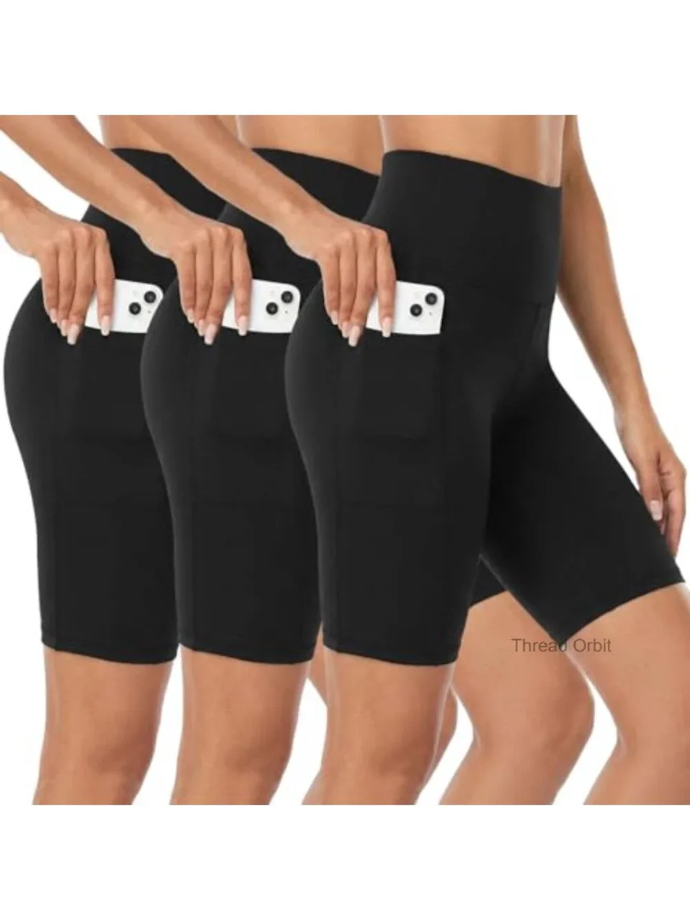 3 Pack High Waisted Biker Shorts with Pockets, Buttery Soft Tummy Control Yoga